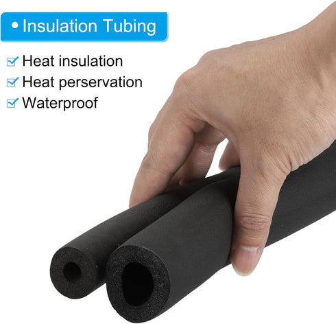 PATIKIL 1"(25mm) ID x 6Ft Pipe Insulation Foam Tube - 2 Pack Pipe Cover Wrap Roll Bar Padding for HVAC Outdoor Air