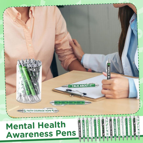 Yeaqee 48 Pcs Motivational Mental Health Awareness Retractable Ballpoint Pens, 1.0 mm Black Ink for Office Charity