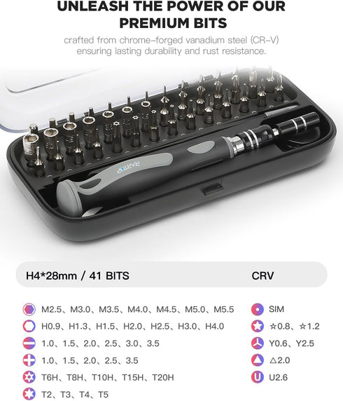 Precision Screwdriver Set - 48 in 1 screwdriver bit set Magnetic Small Screwdriver Set with Case, mini screwdriver set for Computer, Laptop, iPhone, MacBook, PC, Game Console, Eyeglass by RARTOP