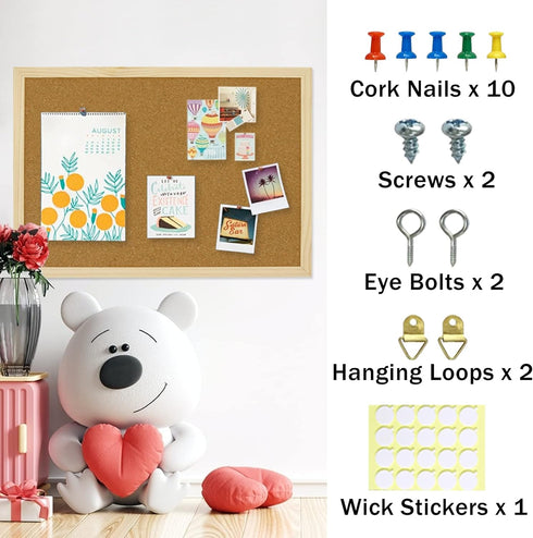OWLKELA 17.7 X 13.3 Inch Cork Board, Wall-Mounted Presentation Pin Board for Office & Home Decor