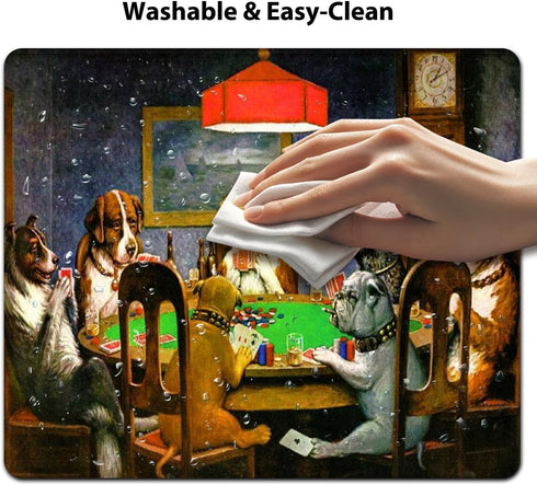 Dogs Playing Poker Oil Painting Art Mouse Pad, Cute Pets Joking Games Print Artwork for Computers Laptop