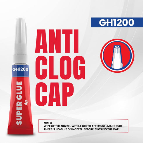 4 Gram x 8 Strong Super Glue All Purpose with Anticlog Cap, Fast & Strong Adhesive for DIY Crafts