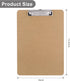 Wood Clipboards Set of 20, Letter Size Hardboard Clip Board 8.5x11 for Classroom, Students, A4 Standard Clipboard