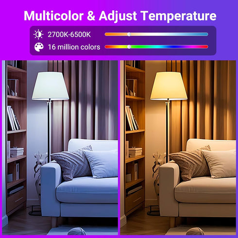 4 Pack Bulbs, Bulb Bulbs, 2700K-6500K, 9W(60W A19 E26 800LM, 2.4Ghz TJOY Smart Light Bluetooth WiFi Led Work with Alexa