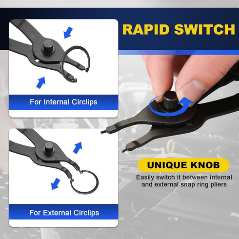 14PCS Set Set 45/90 0.038in 0.047in 0.070in 0.090in DASBET Snap Ring Pliers Heavy Duty Retaining Ring Pliers with Bent