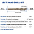 19/64-Inch Cobalt Steel M35 Left Hand Drill Bit, Pack of 3 for Removing Damaged Bolts and Screws