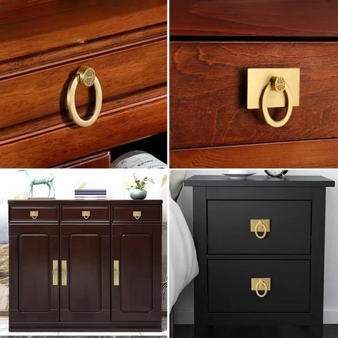 Aoleegatt Hardware(4147-S-Copper Gold Cabinet Pulls Solid Zinc Alloy Kitchen Cupboard Single Hole for Bedside Table