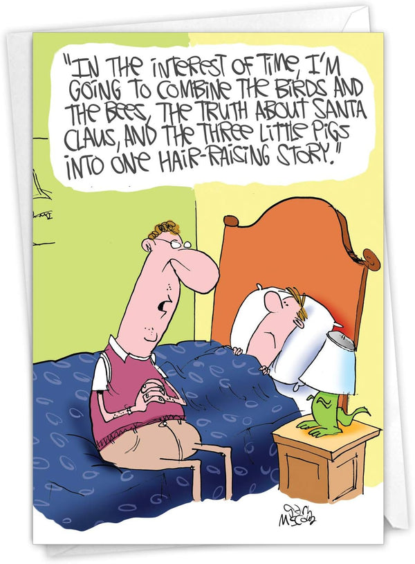 NobleWorks Happy Father's Day Greeting Card, Funny Humor for Dad or Stepdad, Notecard with Envelope, Storytime C3579FDG