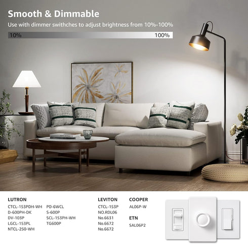 Lepro Dimmable LED Light Bulbs, 100 Watt Equivalent, 14W 1500LM Daylight White 5000K, A19 E26 Medium Base, 6 Pcs