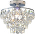 CM E26 Closet MZY Mini Crystal Chandelier Ceiling Light Small, Modern Chrome Crystal Flush Mount Ceiling Light, Base
