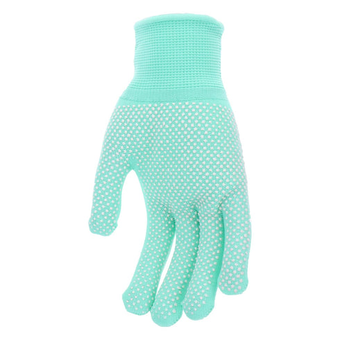 MUD Women's Everyday Mini-Dot Palm Garden Gloves, 2 PK, Lightweight Nylon Knit, Saffron & Mint Colored, Medium/Large