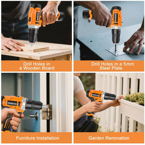 12V Set, 42pcs Accessories,2-Speed, 24+1 Cordless Electric Drill Driver Powerful Lightweight Portable Rechargeable