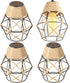 Toyosport 4 Pcs Pendant Lamp Shade, Diamond Shape Metal Cage Lampshade with Hemp