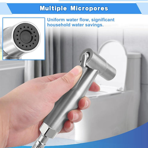 Handheld Bidet Sprayer with Hook Stainless Steel Bidet Sprayer Kit Thread Interface with Adjustable Water Pressure