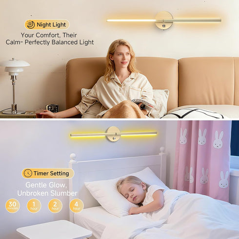 TiInsta 360DIY 3000K-6500K Dimmable Battery Operated Wall Sconce,Wireless Wall Lights with Remote, Rotatable RGB Lamp