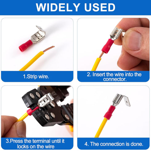 ANCIRS 30pcs Semi-Insulated Piggyback Spade Connectors, Quick Disconnect Cable Crimp Terminals