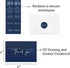 T&M Quality Designs LLC 100 4 4x6 Inch Thank You Cards with Envelopes and Stickers - Unique Navy Blue Designs Bulk