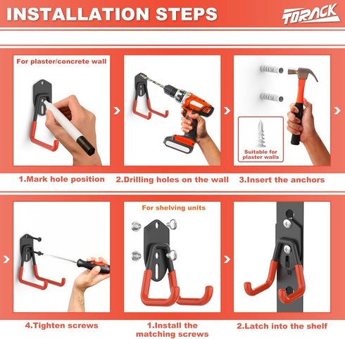 15 TORACK PCS Garage Storage System Hooks, Shelving Hooks for Keyhole Shelving Units Wall Mount Utility Hooks