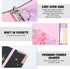 Teacher Binder 3 Ring Binder with Clipboard, 1 Inch Marble, 5 Tab Dividers, 2 Pockets, Label Stickers, Pink Gifts for