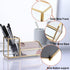 Hipiwe Glass Business Card Holder with Pen Pencil Cup, Gold Metal Name Card Display Organizer for Office Desk