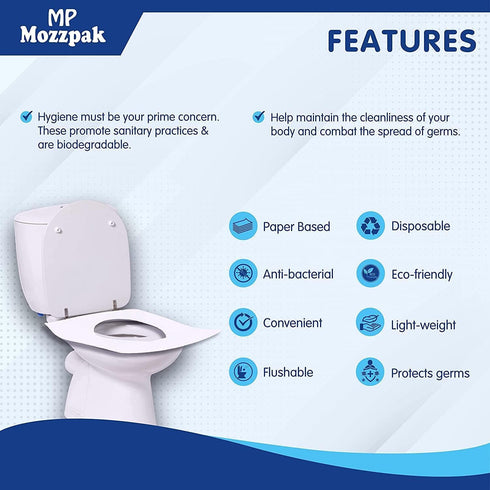 MP MOZZPAK (60 Pack) 100% Toilet Seat Covers Disposable - XL Flushable Disposable Toilet Seat Cover for Kids Potty