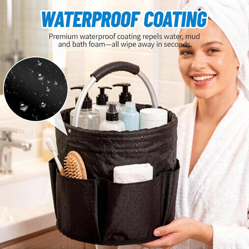 17L 7 11-Inch Portable Cleaning Caddy with Handle, Foldable Storage Basket & Pockets, Large Organizer for Cleaning
