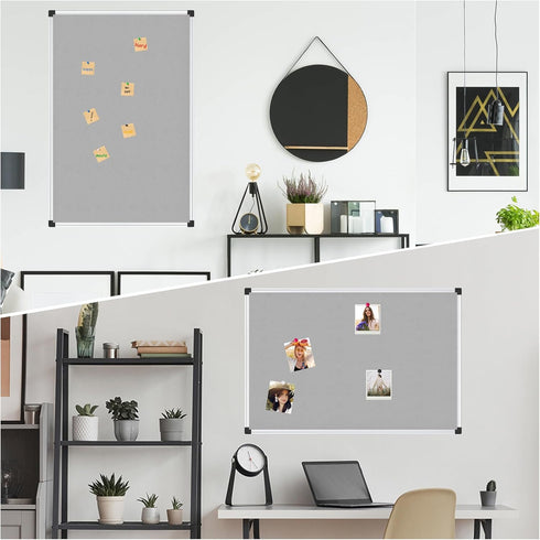 XBoard Grey Fabric Bulletin Board 36 x 24 inch, Wall Mounted Fabric Message Notice Board with Silver Aluminum Frame.