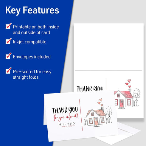 5.5" 8.5", 30 (8316) Avery Printable Half-Fold Greeting Cards, Envelopes Included, x Matte White, Inkjet Printer