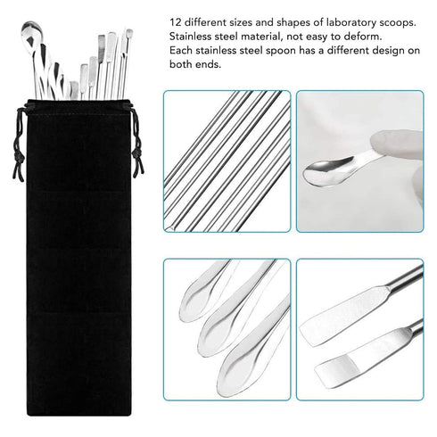 Laboratory Spatula, Stainless Steel Medicine Spoon, Laboratory Scraper Mini Spoon Set for Trace Drugs, Lab Spatulas