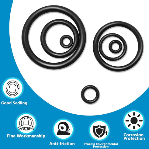 24 Size Rubber O Ring Set, 1120 Pcs Black Small O Rings Assortment Kits for Auto Plumbing Faucet Repair