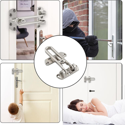 WellMade 4 Pack,Door Swing Bar Door Lock Latch Security Latch for Kids Safety and Home Security, Reinforcement Door