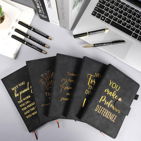 Kosiz 10 Set Employee Appreciation Gifts | Inspirational Notebooks and Motivational Pen Bulk A5 PU Leather Journal for
