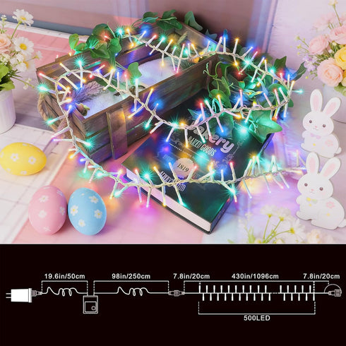 46ft 500 16 LAMPHOME LED Easter String Lights Plug in, Pastel Twinkle Fairy Lights, Modes Waterproof Easter Outdoor