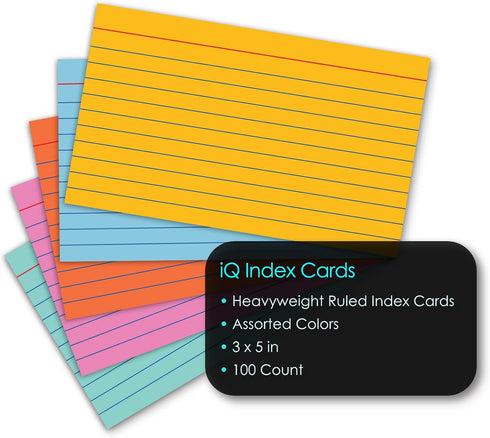 iScholar 3 5 Inches, 100 Pack (03516) Index Cards, Ruled, Colored, x Card