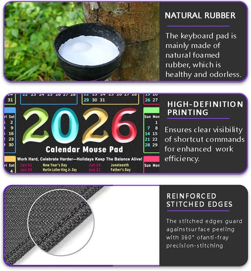 Livtoch 2026 11.8"x9.8" Calendar Mouse Pad - Small Desk Mat Portable Computer Mousepad for Office & Home, Waterproof