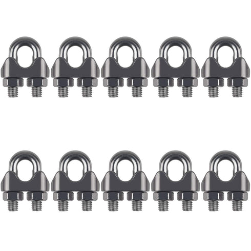 10PCS 1/4 Inch M6 Stainless Steel Wire Rope Cable Clip Clamp