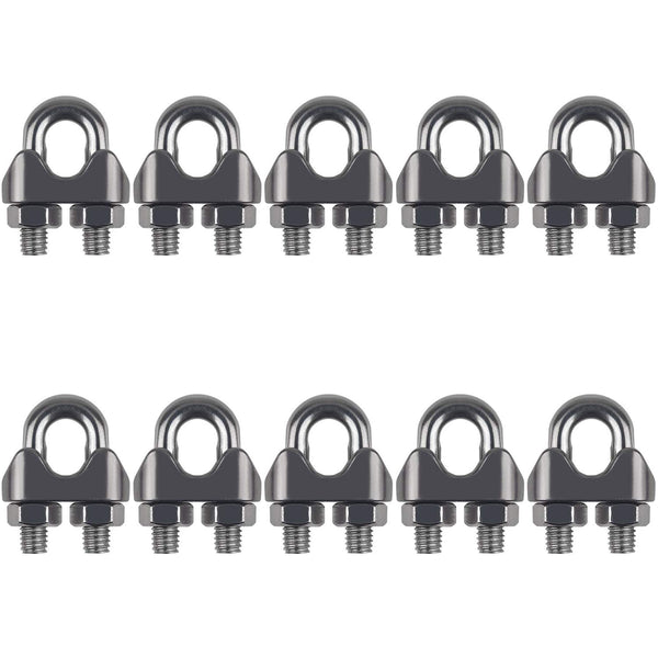 10PCS 1/4 Inch M6 Stainless Steel Wire Rope Cable Clip Clamp