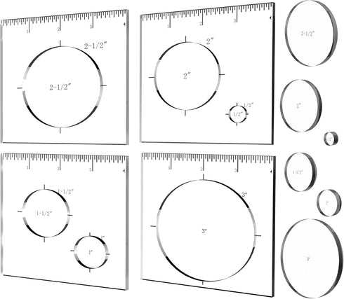 Pack of 4 Circle Inlay Template Set - Router Templates for Woodworking and Decorative Router Jig