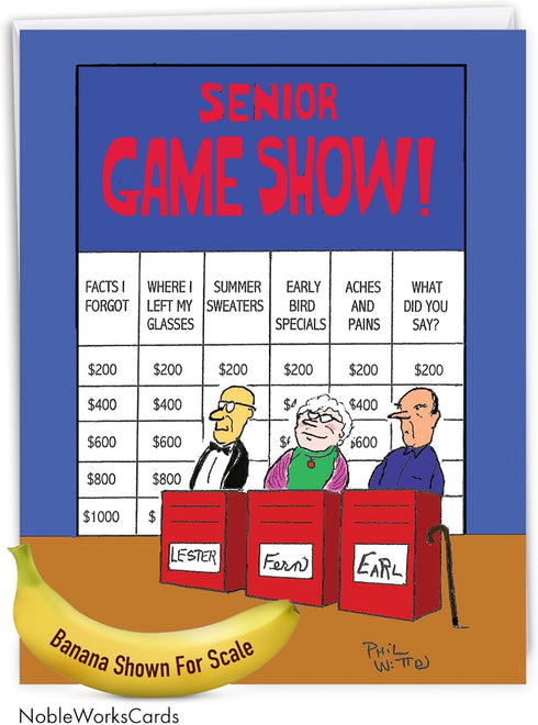 NobleWorks Extra Large Funny Birthday Greeting Card - 8.5 x 11 Inch with Envelope, Jumbo Bday Senior Jeopardy