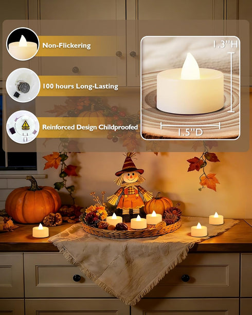 12/24/50/100/150 Pack Decor(12 Pack, Amagic Battery Operated Tea Lights Candles, Fake Tealights Candles, Flameless LED