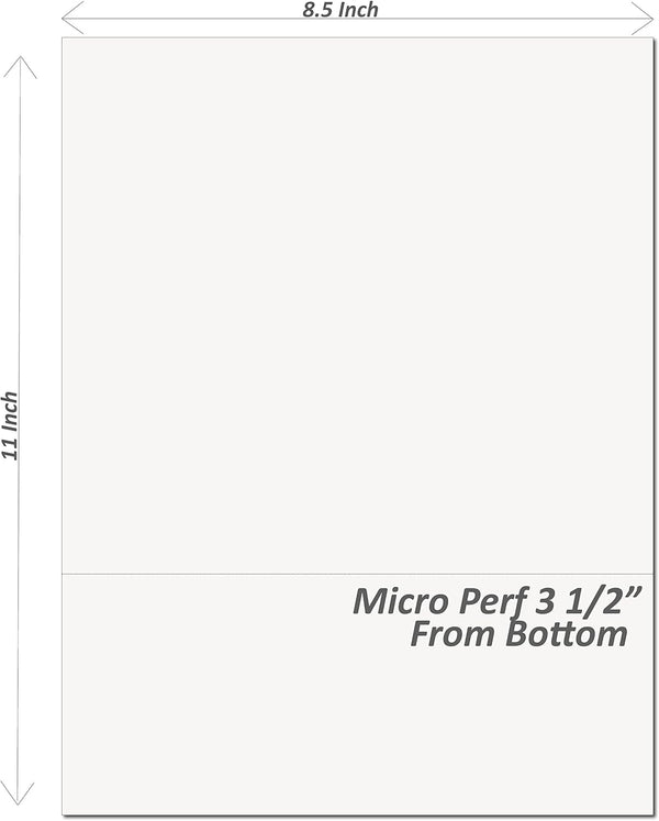 Perforated Paper Alliance Laser Cut Sheet 8.5" x 11", Perforated 3.5" from Bottom, 2500 Sheets per Carton