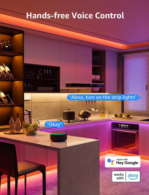 SE1 32.8ft 2.4GHz Lepro AI Smart LED Strip Lights - RGB Color Changing Light Strips with APP Control, AI Generated