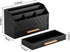 Black Wood Desk Organizer with Drawer, Bill Mail Organizer and File Holder for Office Supplies, Modern Desk Accessories