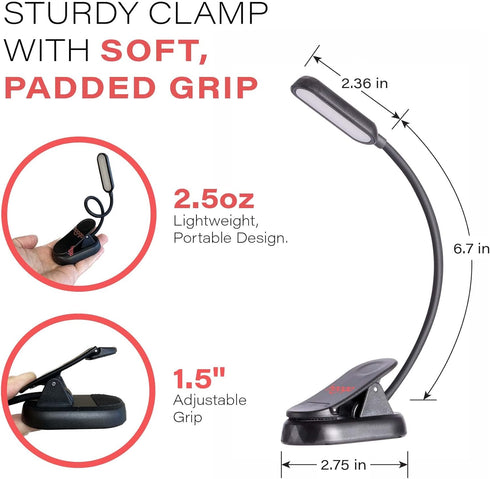 Dimming, 1600K 625nm hooga Amber Book Light Blue Light Blocking Reading Light for Bed, Stepless Rechargeable Clip-On