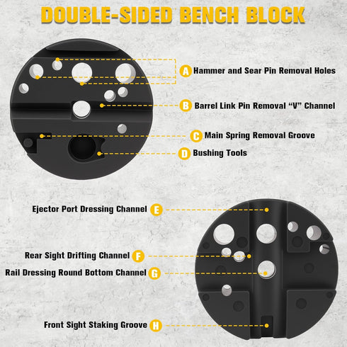 23PCS Set, Set Hammer Set Beaiguna Punch Upgraded Roll Pin Punch Mechanic Tools, Punch and with Bench Block, Steel