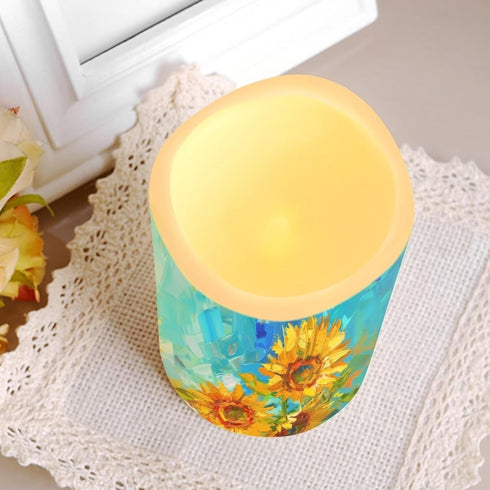 Sunflower Flameless Candles with Remote Color Changing Battery Operated Pillar Candles with Flickering Flame Electric