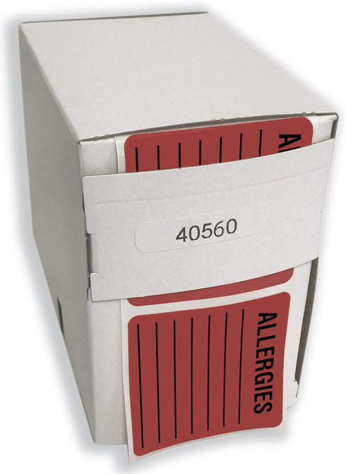 Tabbies Allergy Warning Labels, 2 X 2, Allergies, Fluorescent Red, 500/roll