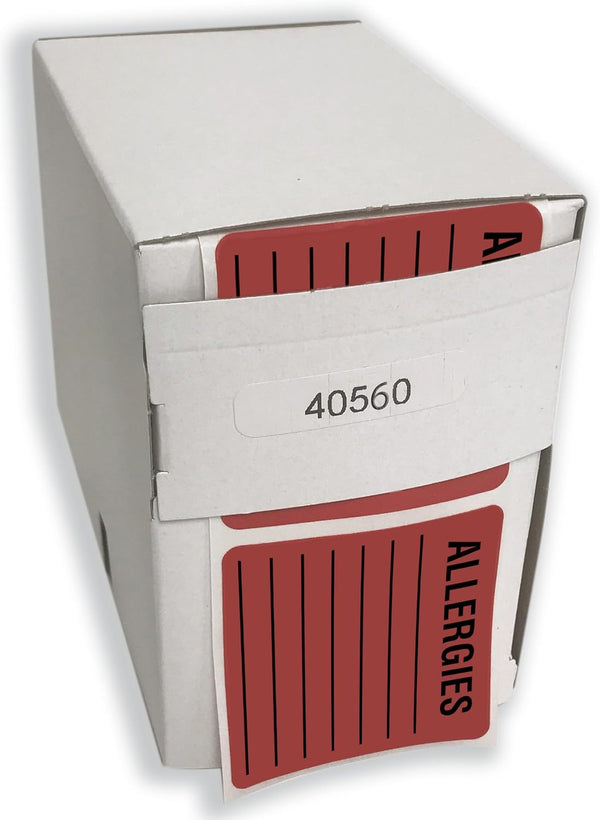 Tabbies Allergy Warning Labels, 2 X 2, Allergies, Fluorescent Red, 500/roll