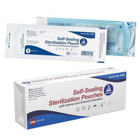 Dynarex Sterilization Pouches - Self-Sealing Autoclave Bags for Medical, Dental, Tattoo &