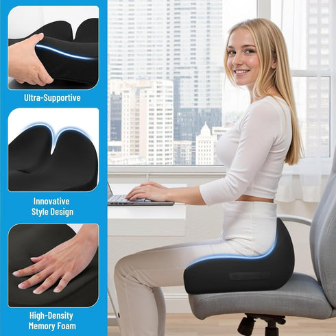 Tailbone, Cushzone Seat Cushion, Memory Foam Office Chair Cushions, Ergonomic Curved Design for Sciatica, Coccyx, Seat